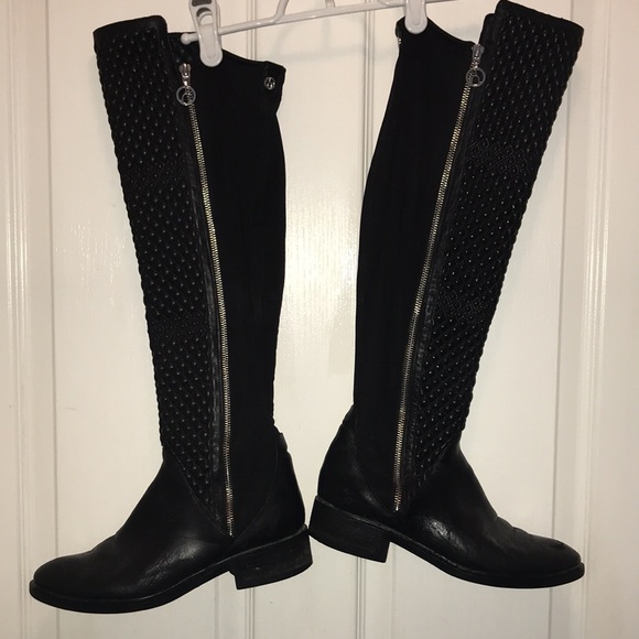 🥾 Black Knee High Boots WB13 - Picture 2 of 4